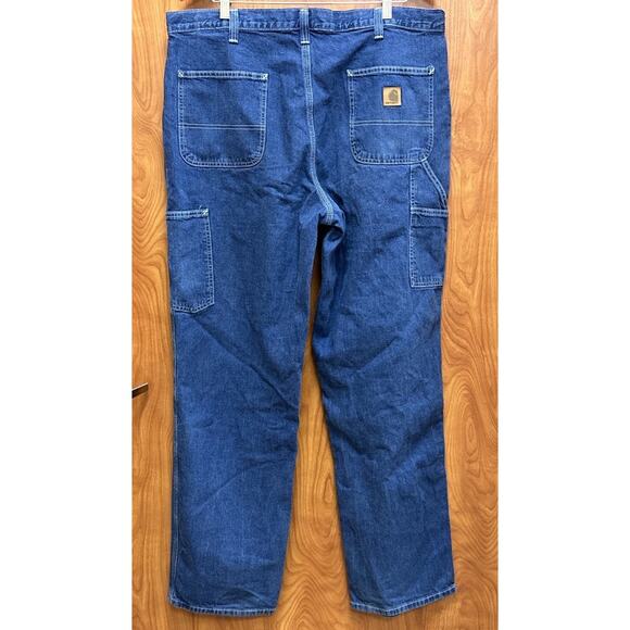 Carhartt Dungaree Fit Mens 38x34 Blue Cotton Carpenter Work Rental Jeans Y2K - Picture 4 of 11